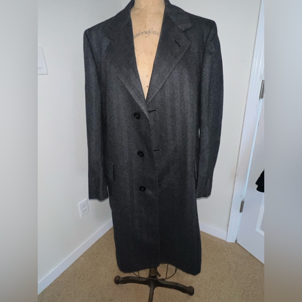 Men's Black Long Single-Breasted Pea Coat